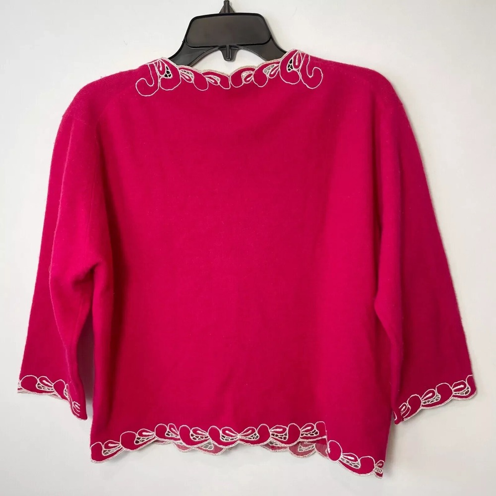 Vintage‎ Windsor 3/4 Sleeve Floral Embroidered Crop Blazer Womens 42 Pink 30s - Picture 4 of 7